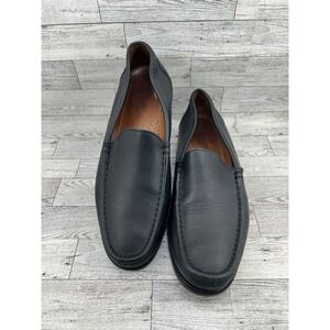 ET Wright Mens Black Leather Moc Toe Loafers Made‎ in Italy 80260 Size 14 D